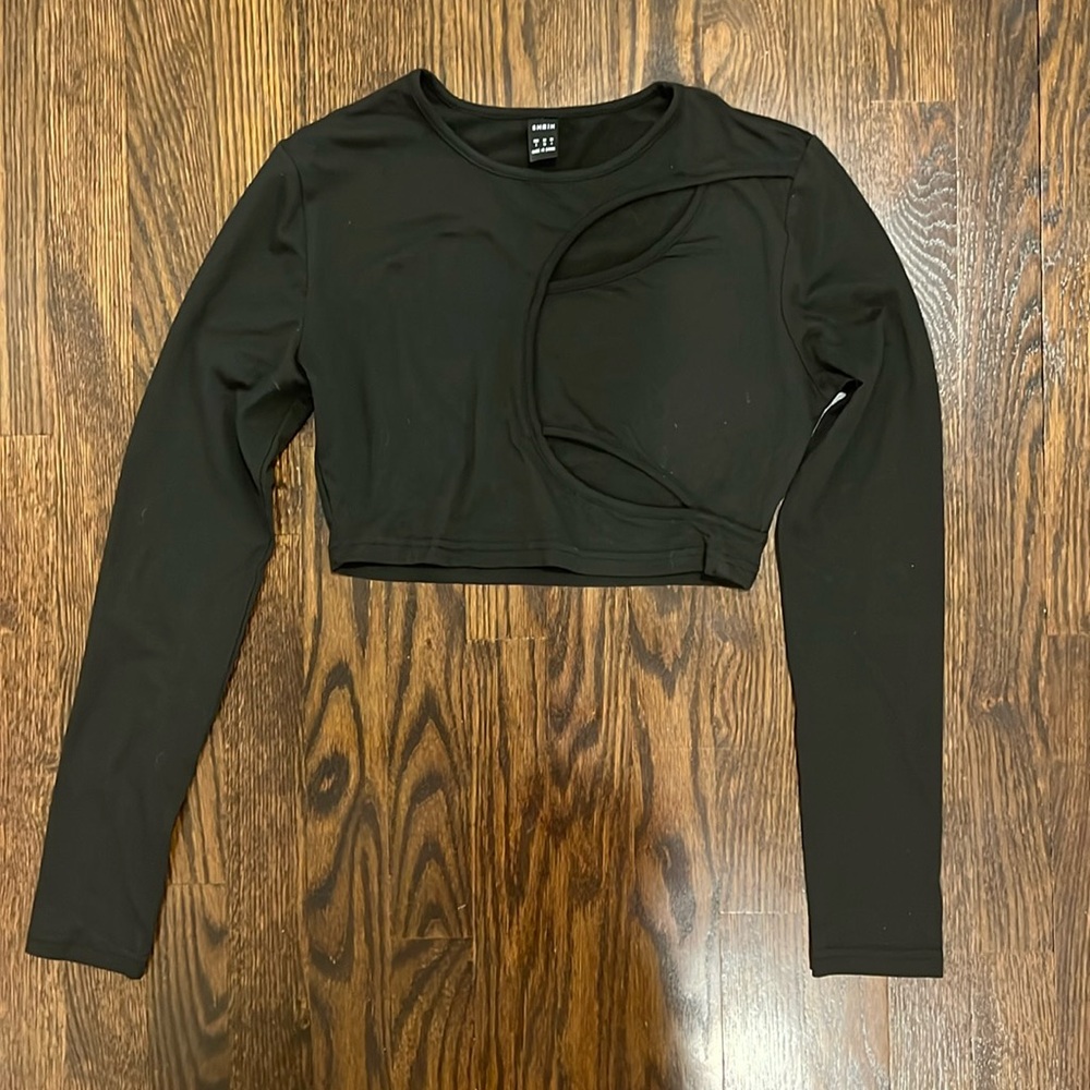 Shein Long Sleeve Double Cut Out Top